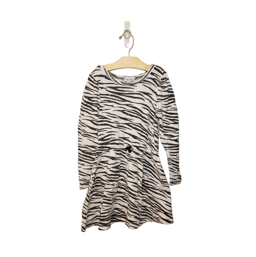 Splendid Size 6 Zebra Stripe Print Long Sleeve Dress with Pockets